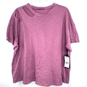 New Black Tape Size 1X Cutout Shoulder Pink Short Sleeve Shirt